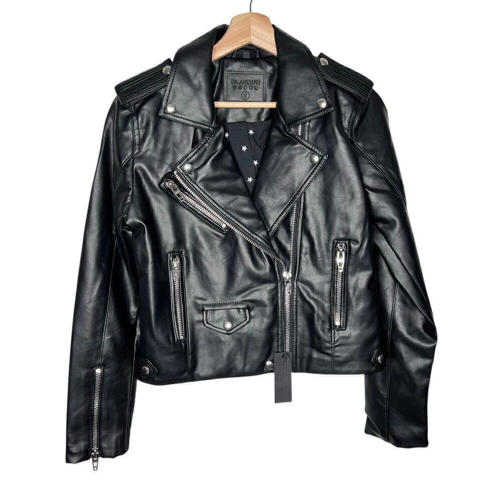 New Women’s BLANKNYC Vegan Leather Moto Jacket With Quilting Stitch Size S - Picture 2 of 11